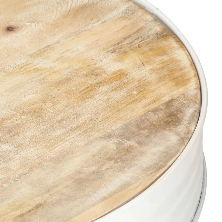Table basse Blanc 68x68x36 cm Bois de manguier solide - 4