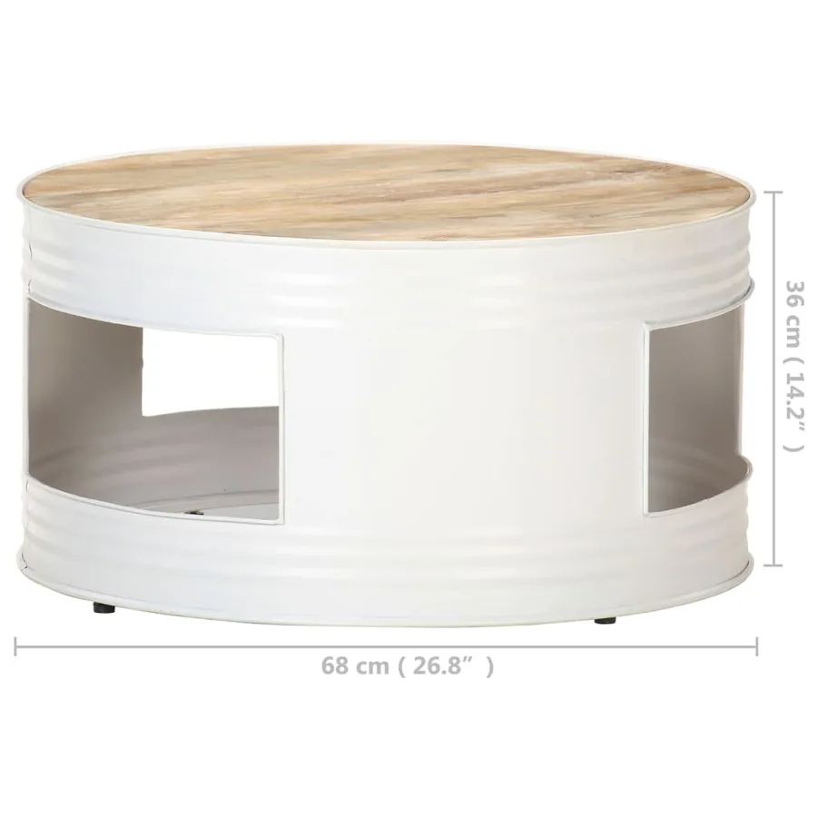 Table basse Blanc 68x68x36 cm Bois de manguier solide - 6