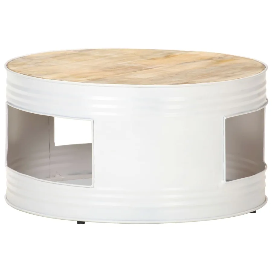 Table basse Blanc 68x68x36 cm Bois de manguier solide - 7