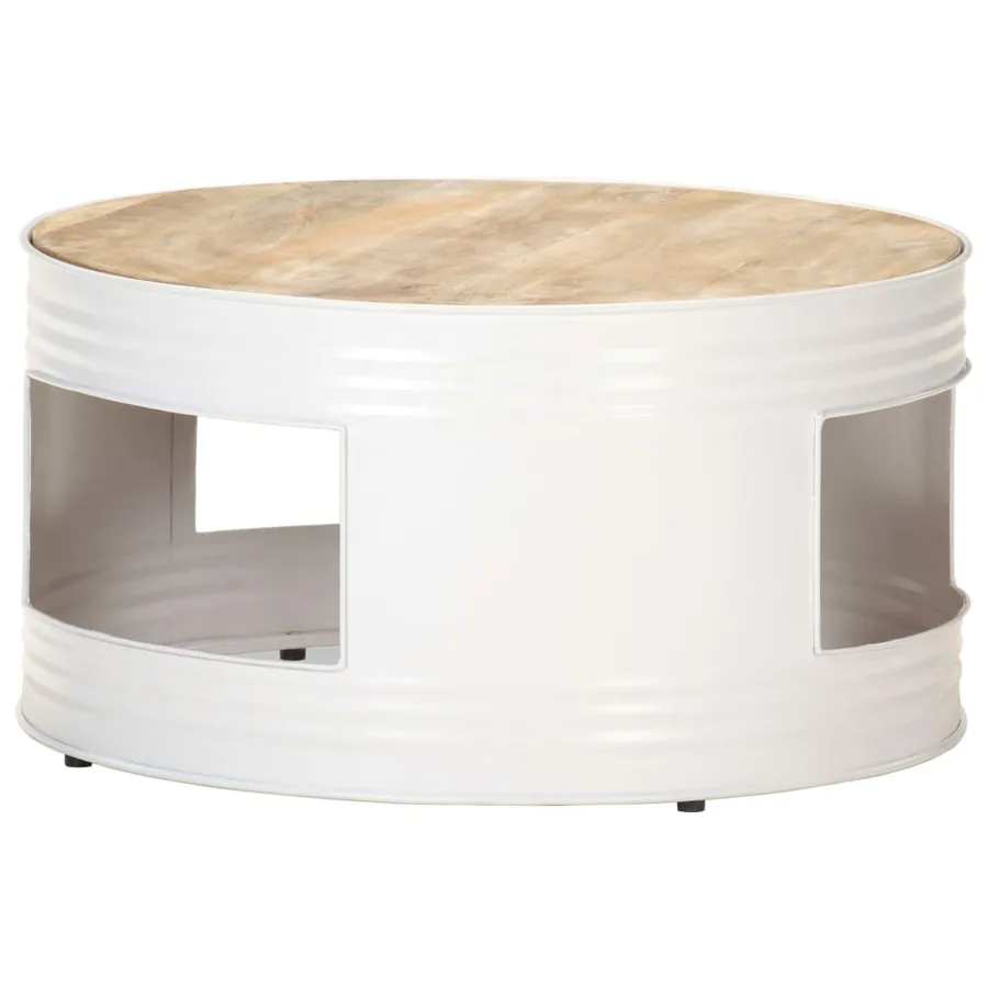 Table basse Blanc 68x68x36 cm Bois de manguier solide - 8