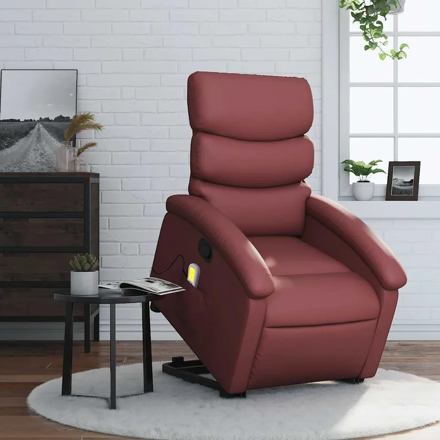 Fauteuil inclinable de massage Rouge bordeaux Similicuir - 15