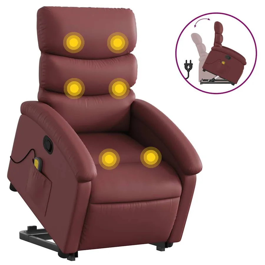 Fauteuil inclinable de massage Rouge bordeaux Similicuir - 2