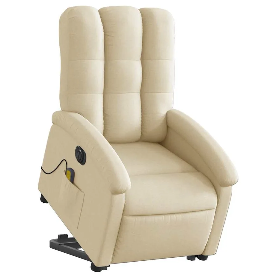 Fauteuil inclinable de massage électrique Crème Tissu - 3