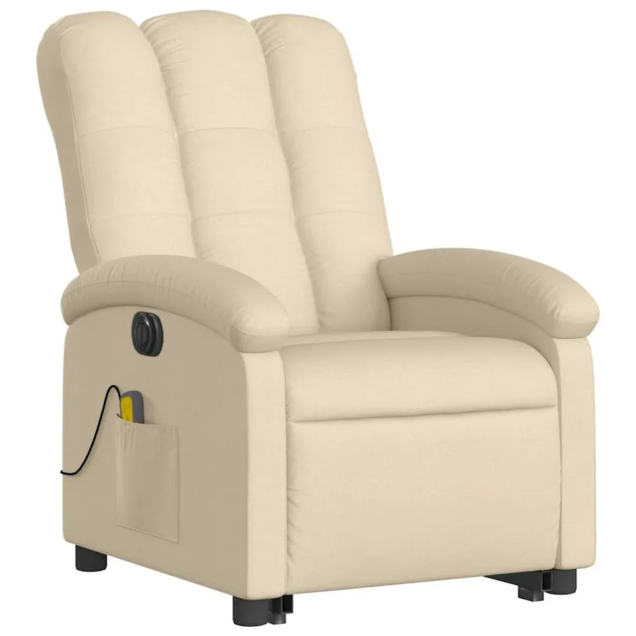 Fauteuil inclinable de massage électrique Crème Tissu - 4