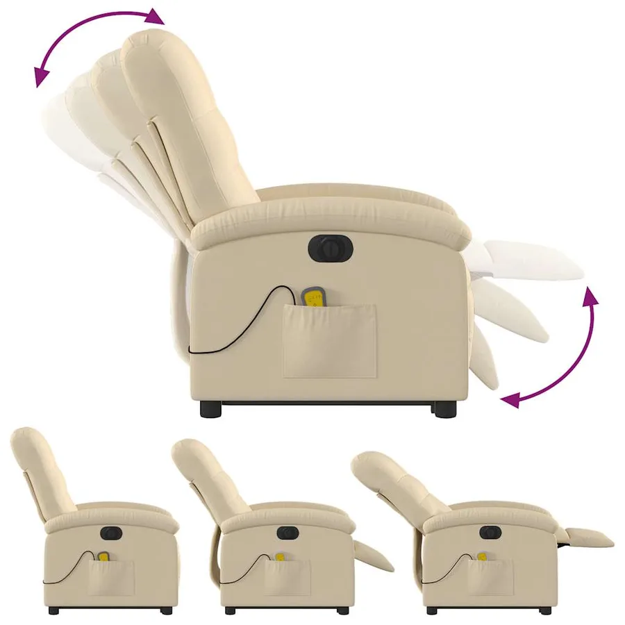 Fauteuil inclinable de massage électrique Crème Tissu - 7