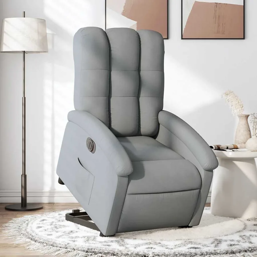 Fauteuil inclinable électrique gris clair tissu