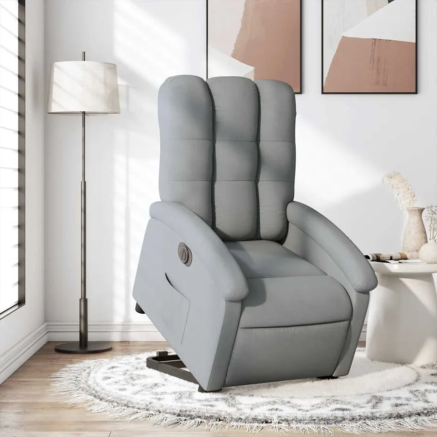 Fauteuil inclinable électrique gris clair tissu - 16