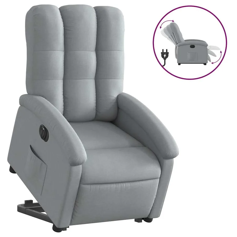 Fauteuil inclinable électrique gris clair tissu - 2