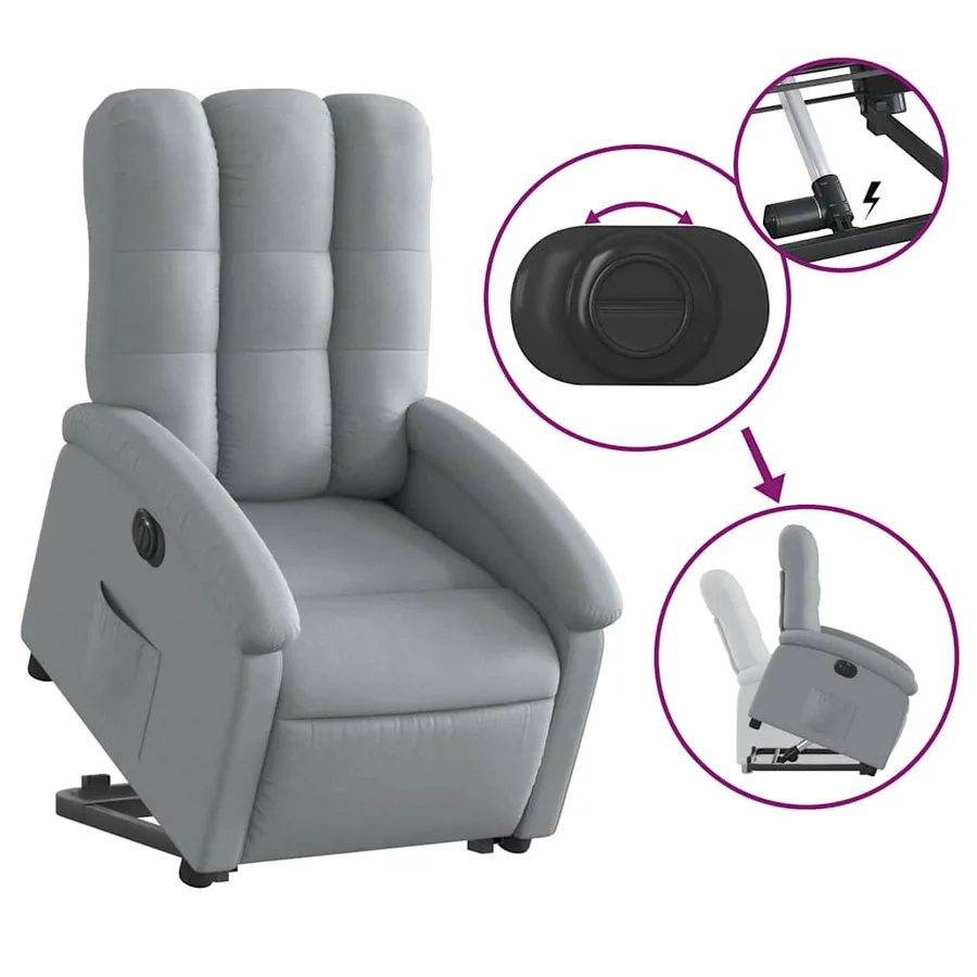 Fauteuil inclinable électrique gris clair tissu - 6