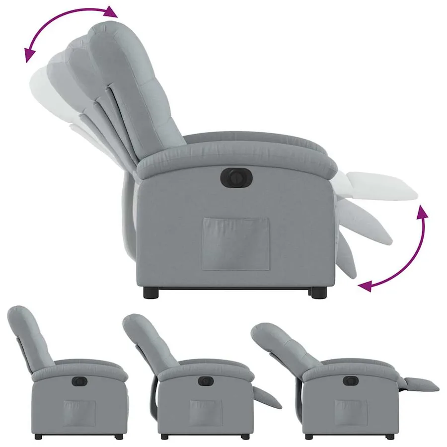 Fauteuil inclinable électrique gris clair tissu - 7