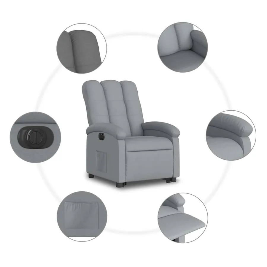 Fauteuil inclinable électrique gris clair tissu - 8