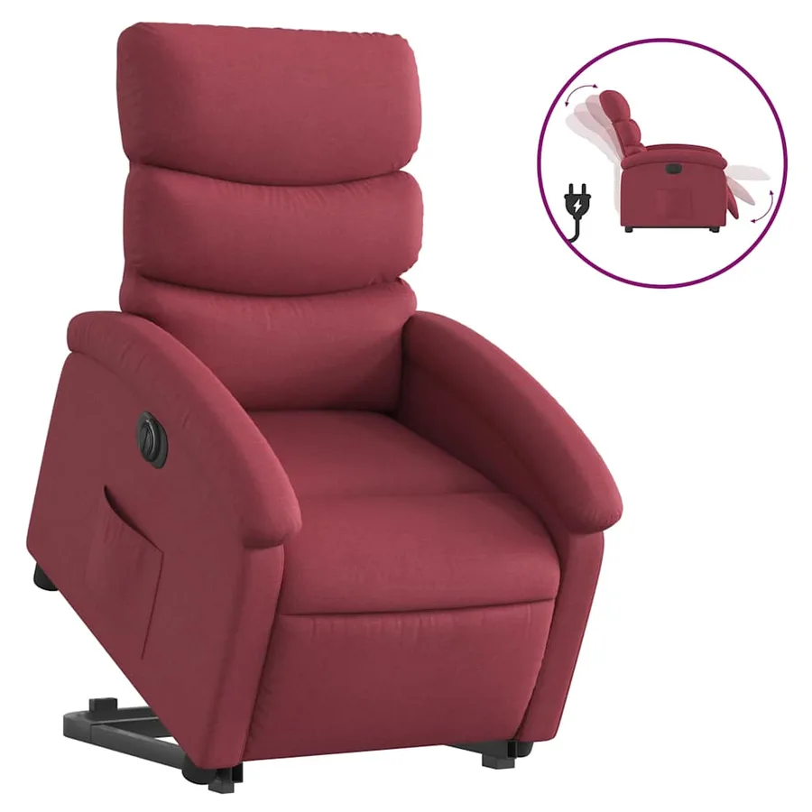 Fauteuil inclinable électrique rouge bordeaux tissu - 2