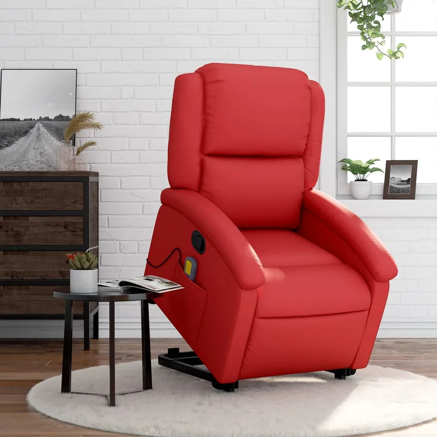 Fauteuil inclinable de massage Rouge Similicuir - 16