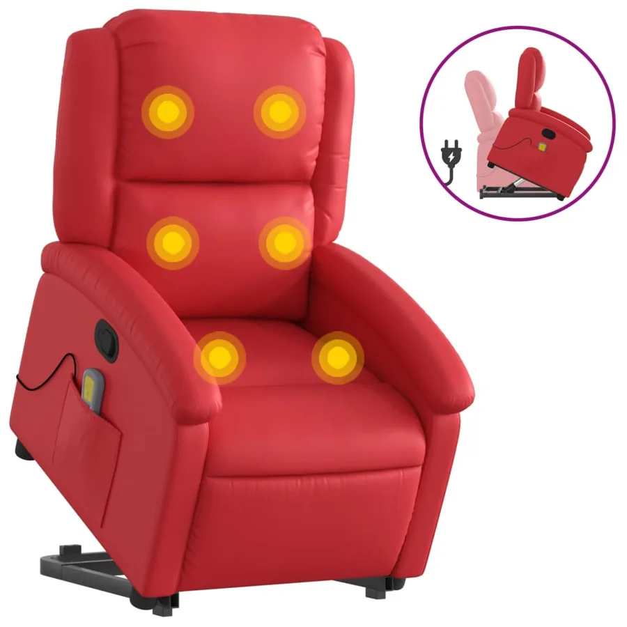 Fauteuil inclinable de massage Rouge Similicuir - 2