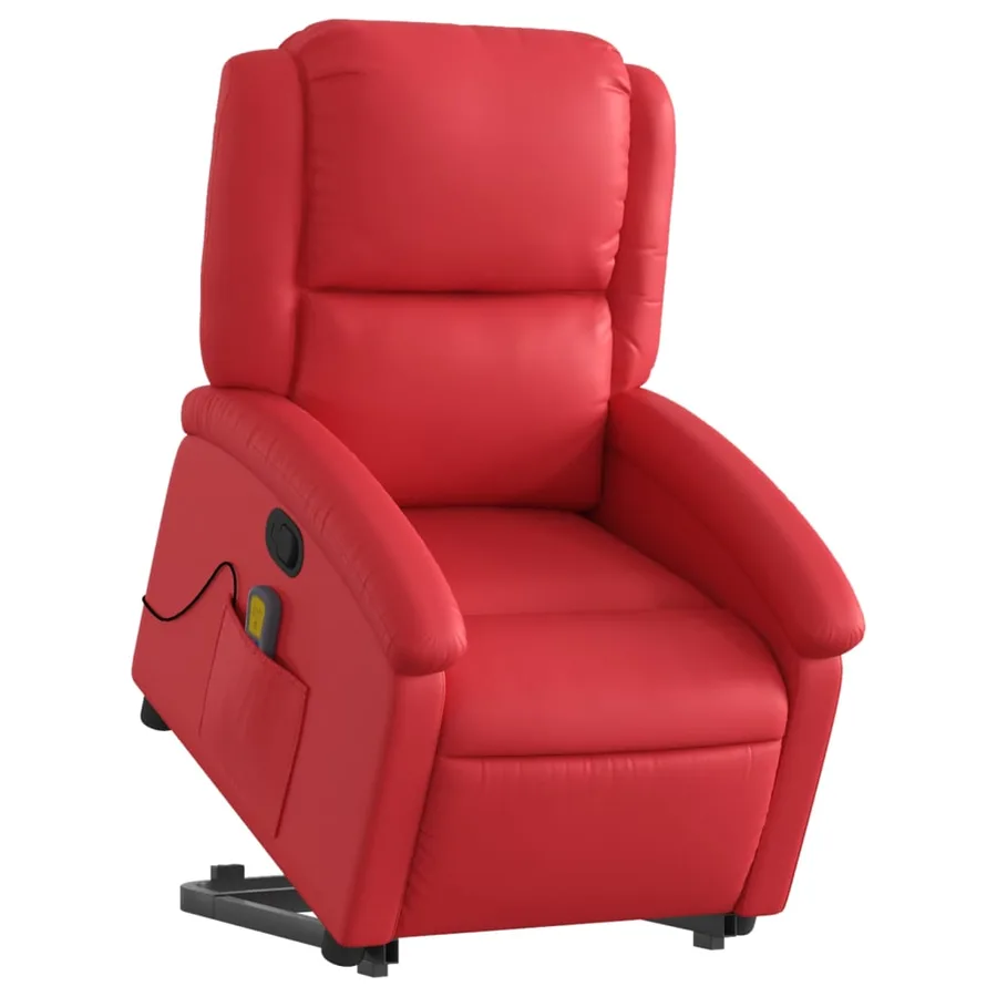 Fauteuil inclinable de massage Rouge Similicuir - 3