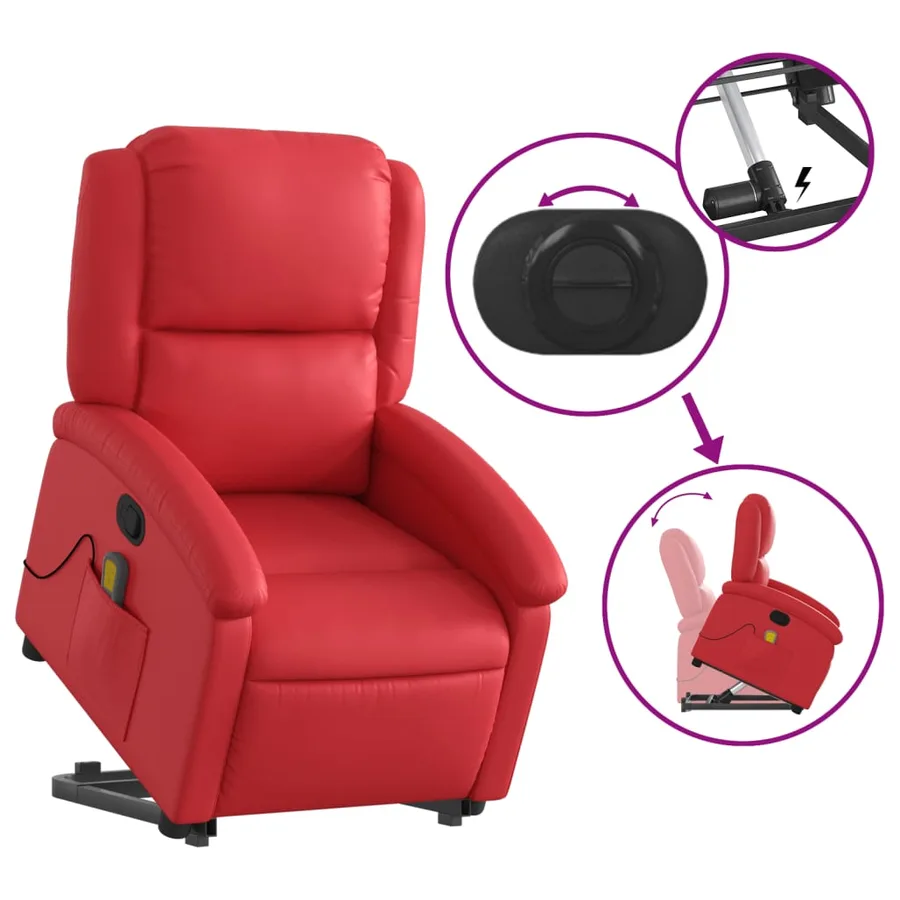 Fauteuil inclinable de massage Rouge Similicuir - 6