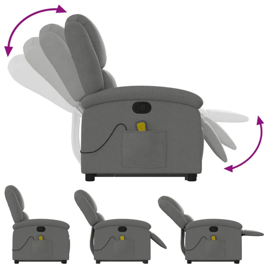 Fauteuil de massage inclinable Gris foncé Tissu - 7