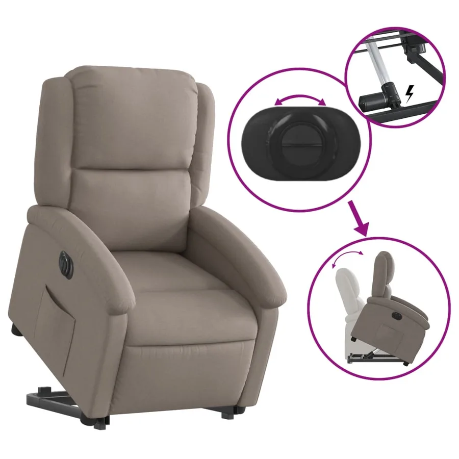 Fauteuil inclinable électrique taupe tissu - 11