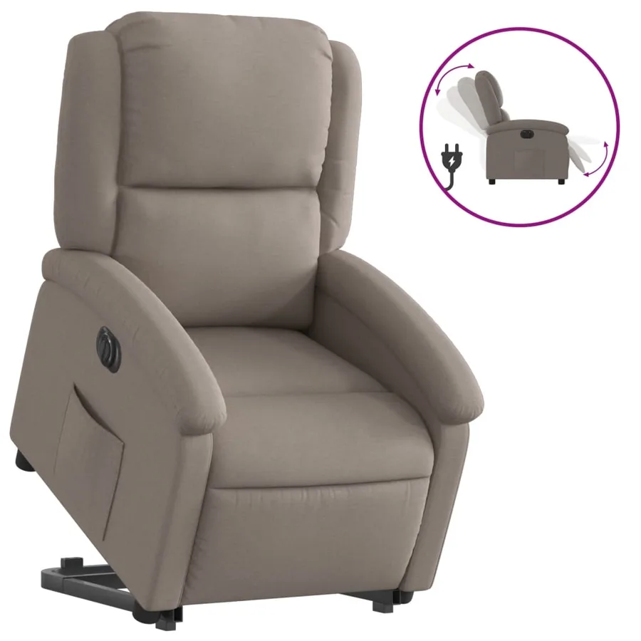 Fauteuil inclinable électrique taupe tissu - 2