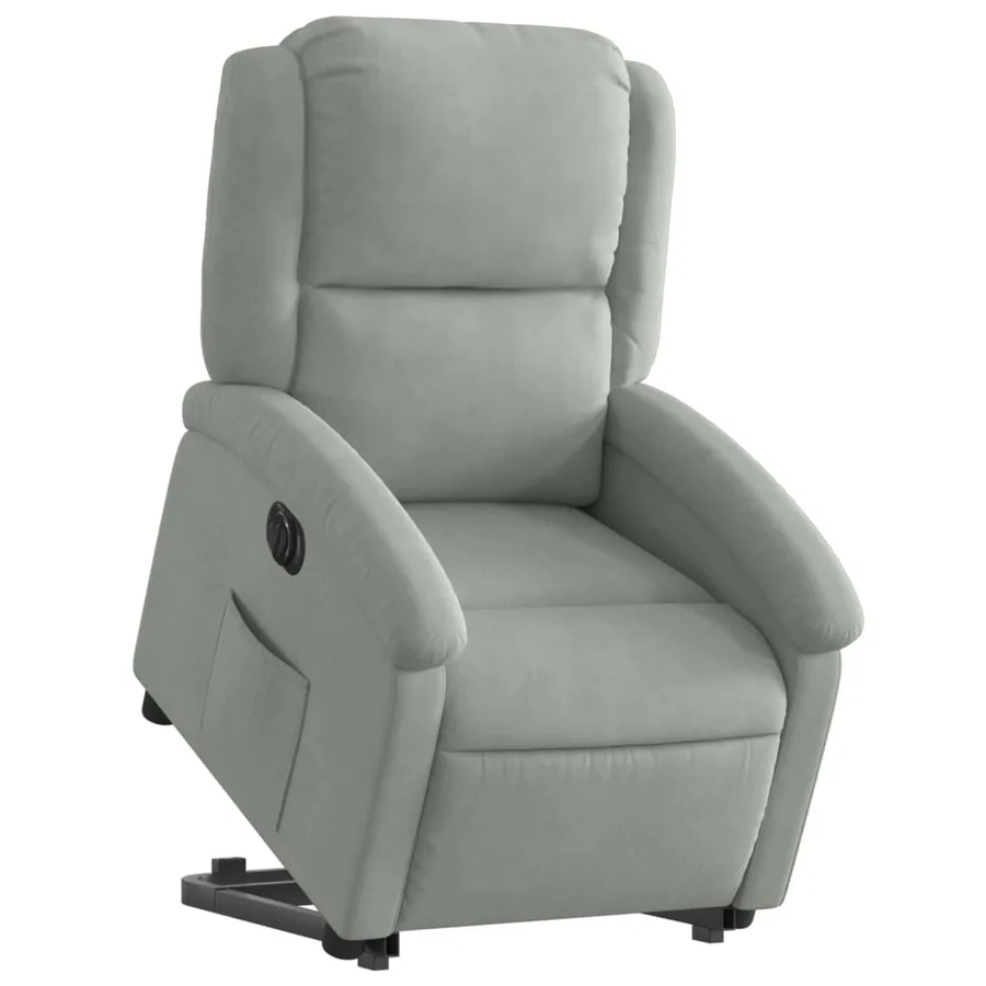 Fauteuil inclinable électrique gris clair velours - 3