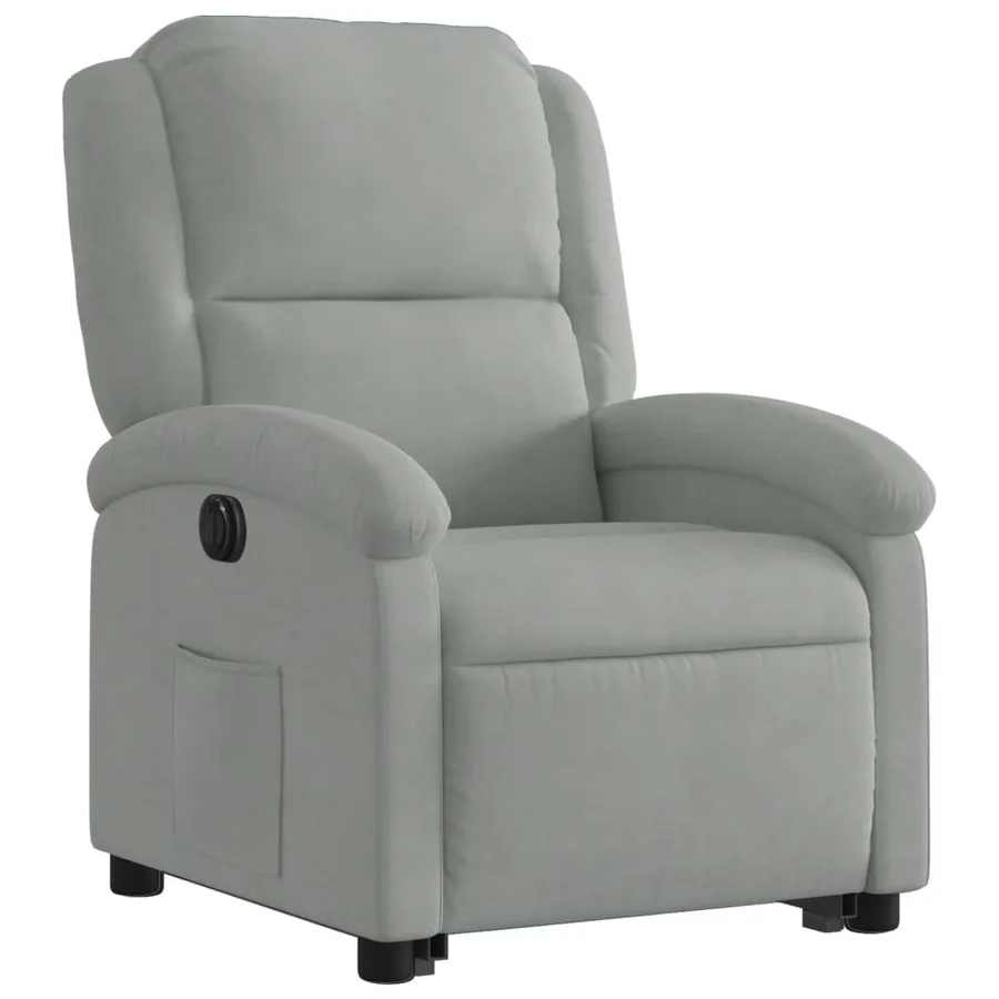 Fauteuil inclinable électrique gris clair velours - 4