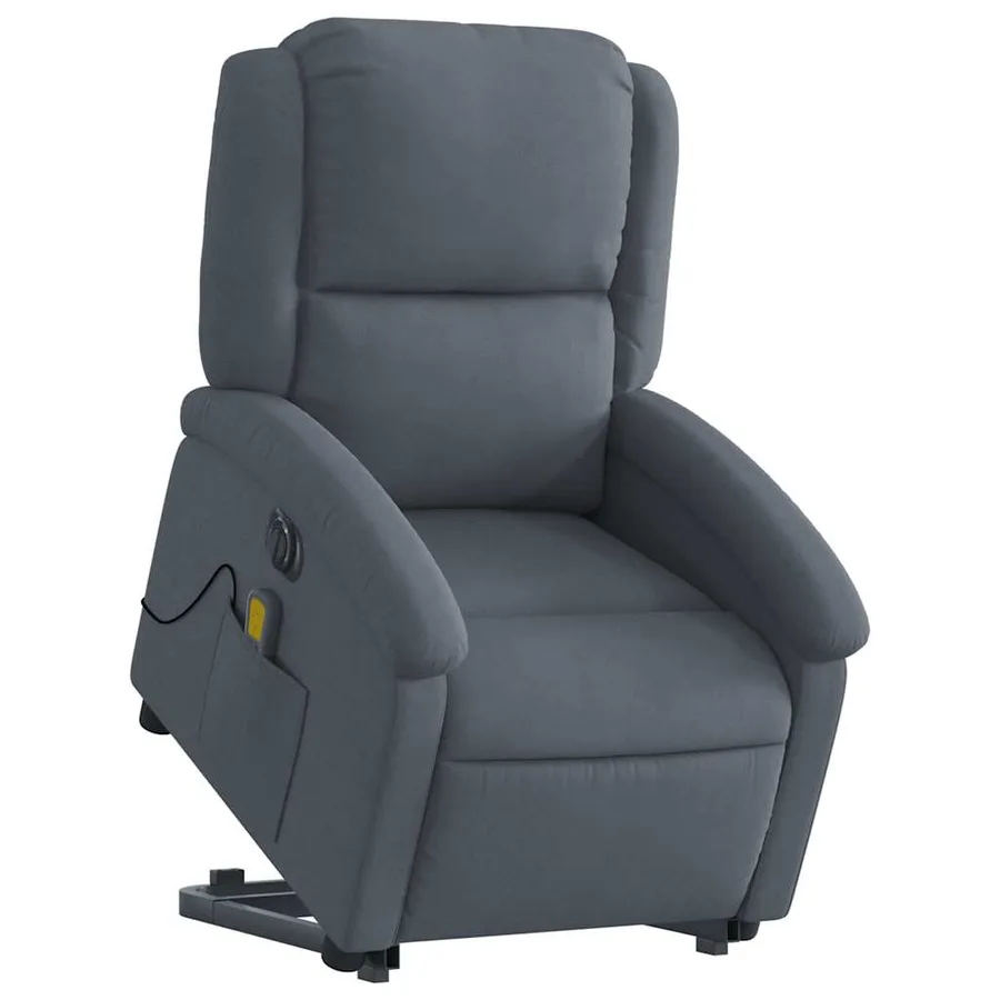 Fauteuil inclinable de massage électrique gris foncé velours - 3