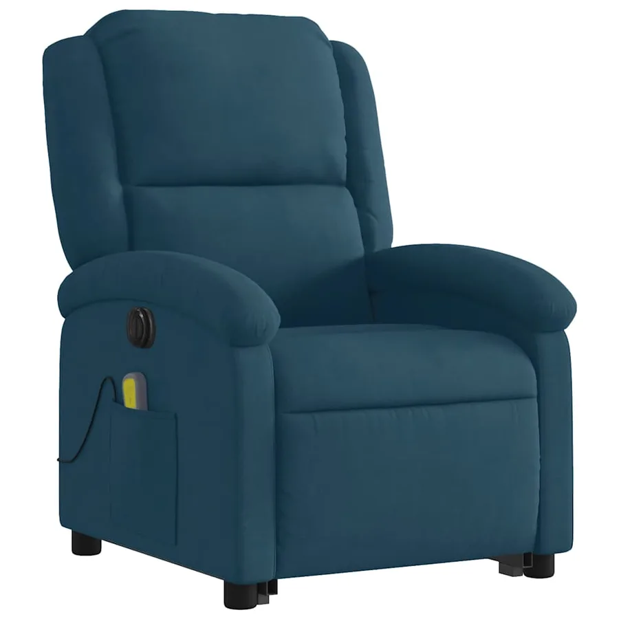 Fauteuil inclinable de massage électrique bleu velours - 5