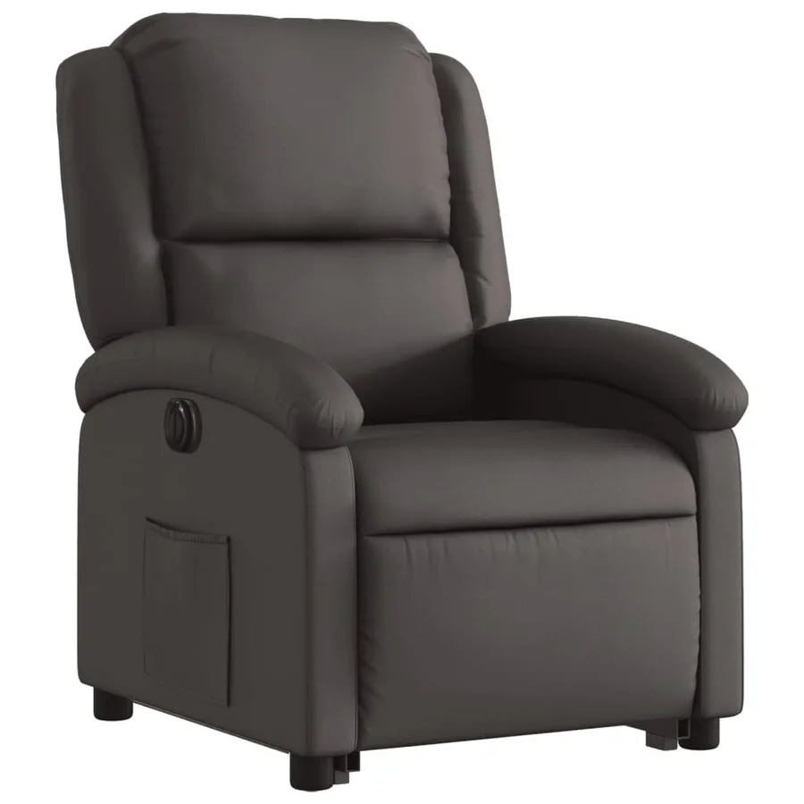 Fauteuil inclinable électrique marron foncé cuir véritable - 4