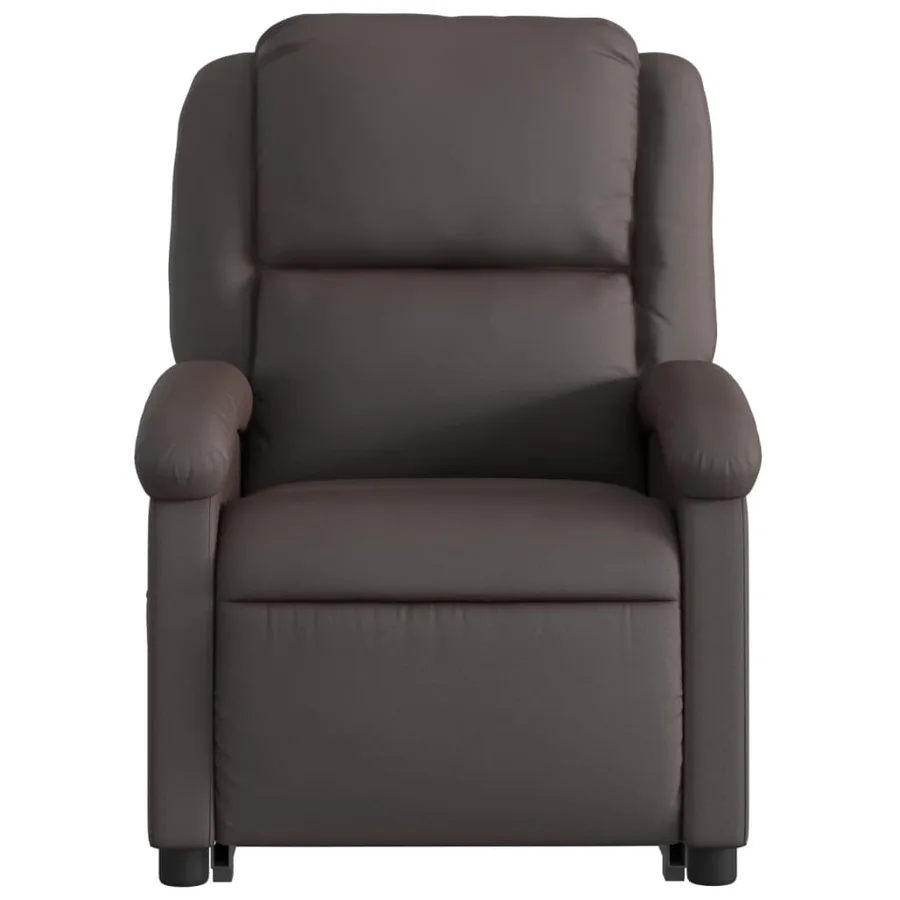 Fauteuil inclinable électrique marron foncé cuir véritable - 9