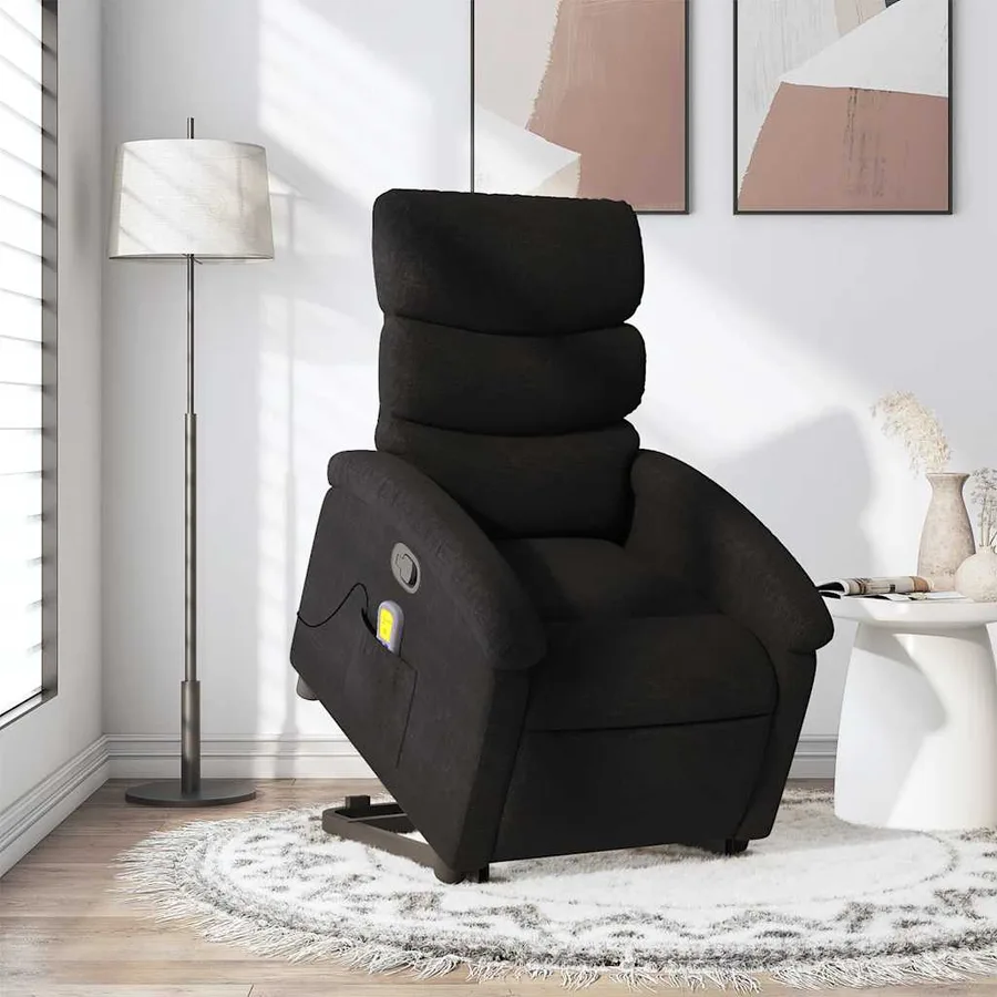 Fauteuil de massage inclinable Noir Tissu - 15