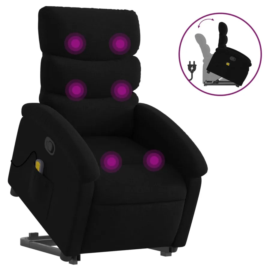 Fauteuil de massage inclinable Noir Tissu - 2