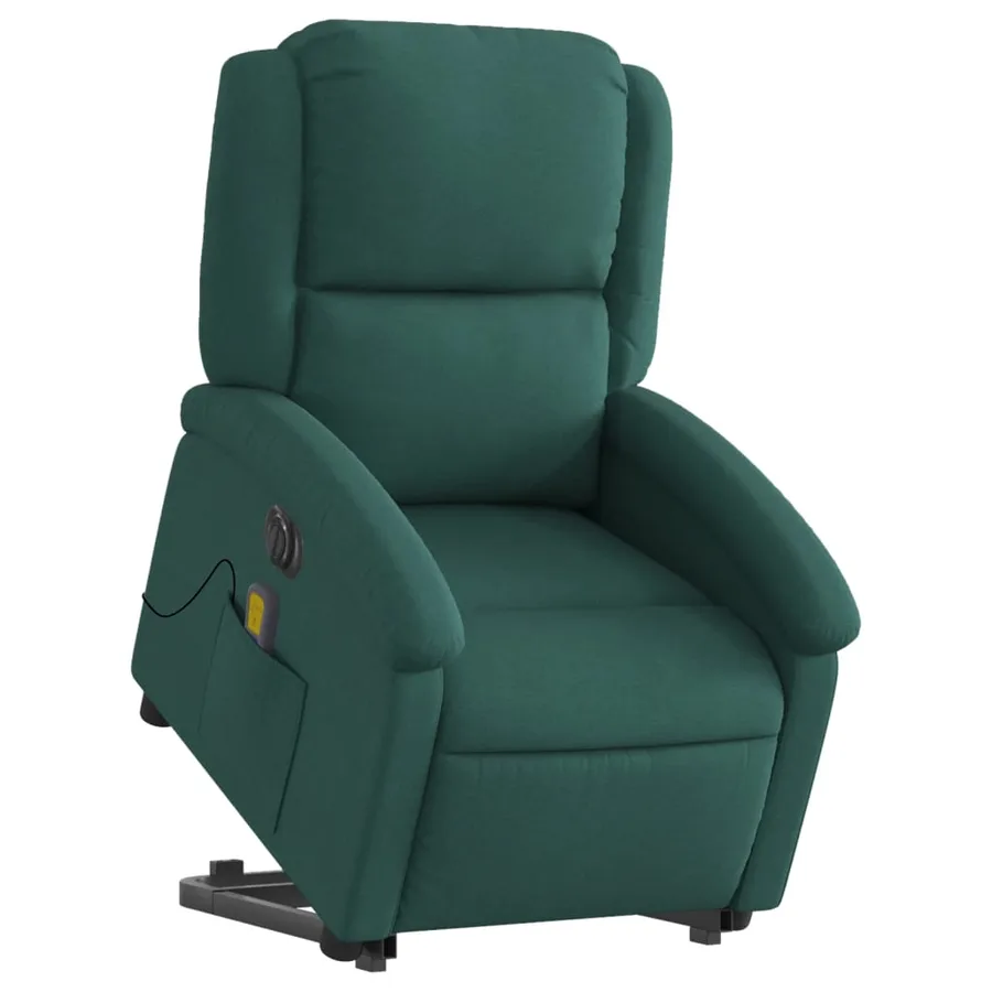 Fauteuil inclinable de massage électrique Vert foncé Tissu - 3
