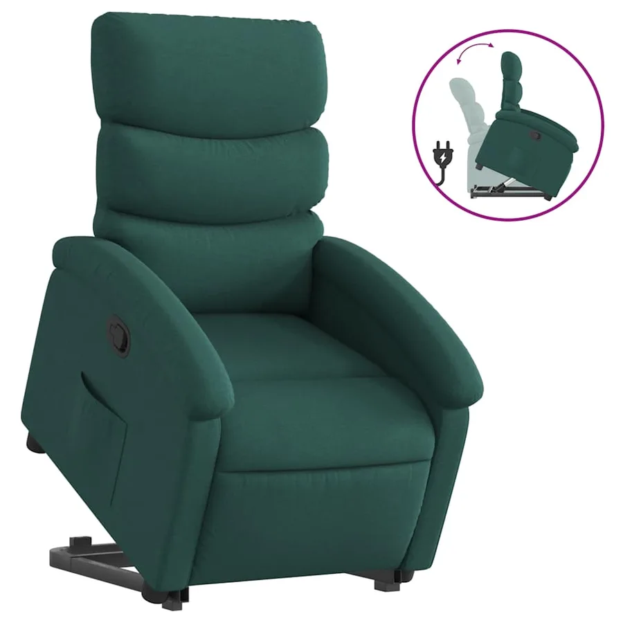 Fauteuil inclinable vert foncé tissu - 2