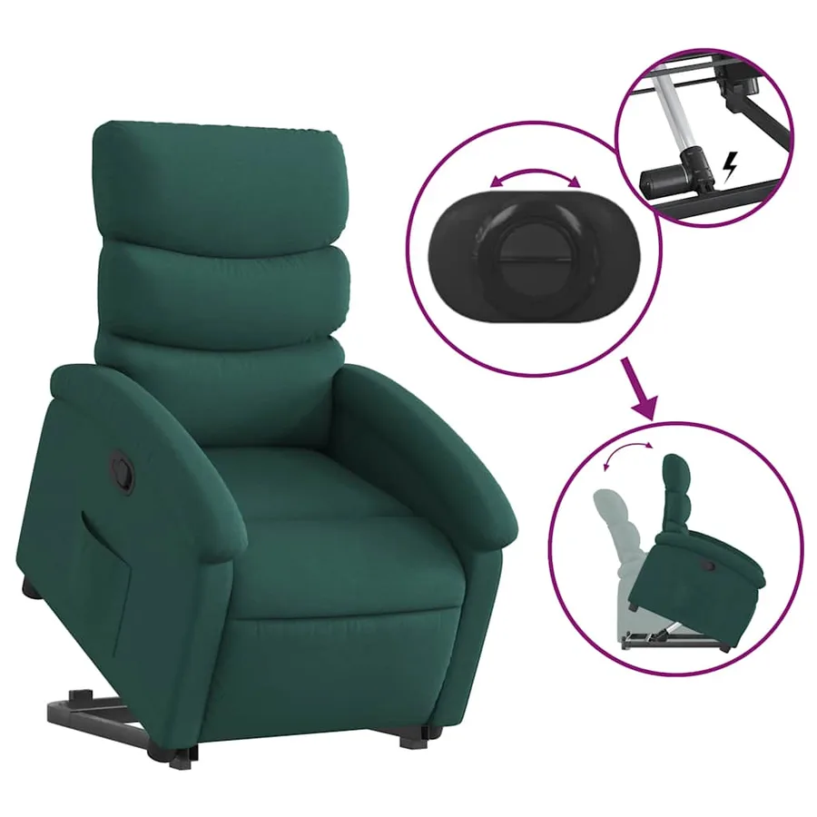 Fauteuil inclinable vert foncé tissu - 6