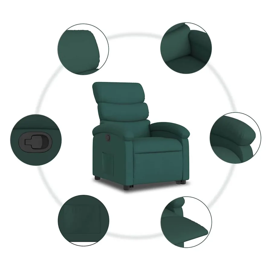 Fauteuil inclinable vert foncé tissu - 8