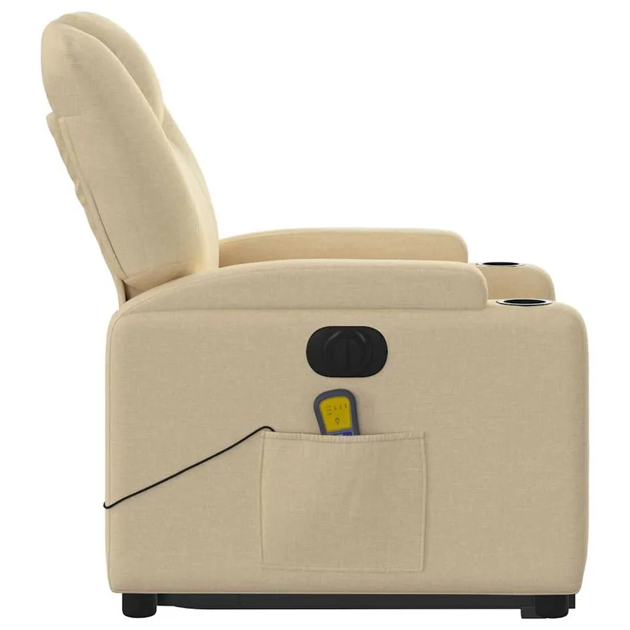 Fauteuil inclinable de massage électrique Crème Tissu - 10