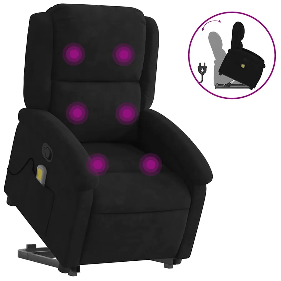 Fauteuil de massage inclinable Noir Velours - 2