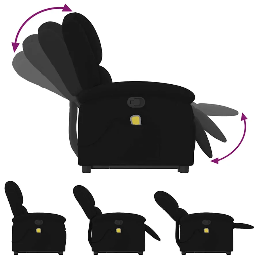 Fauteuil de massage inclinable Noir Velours - 7
