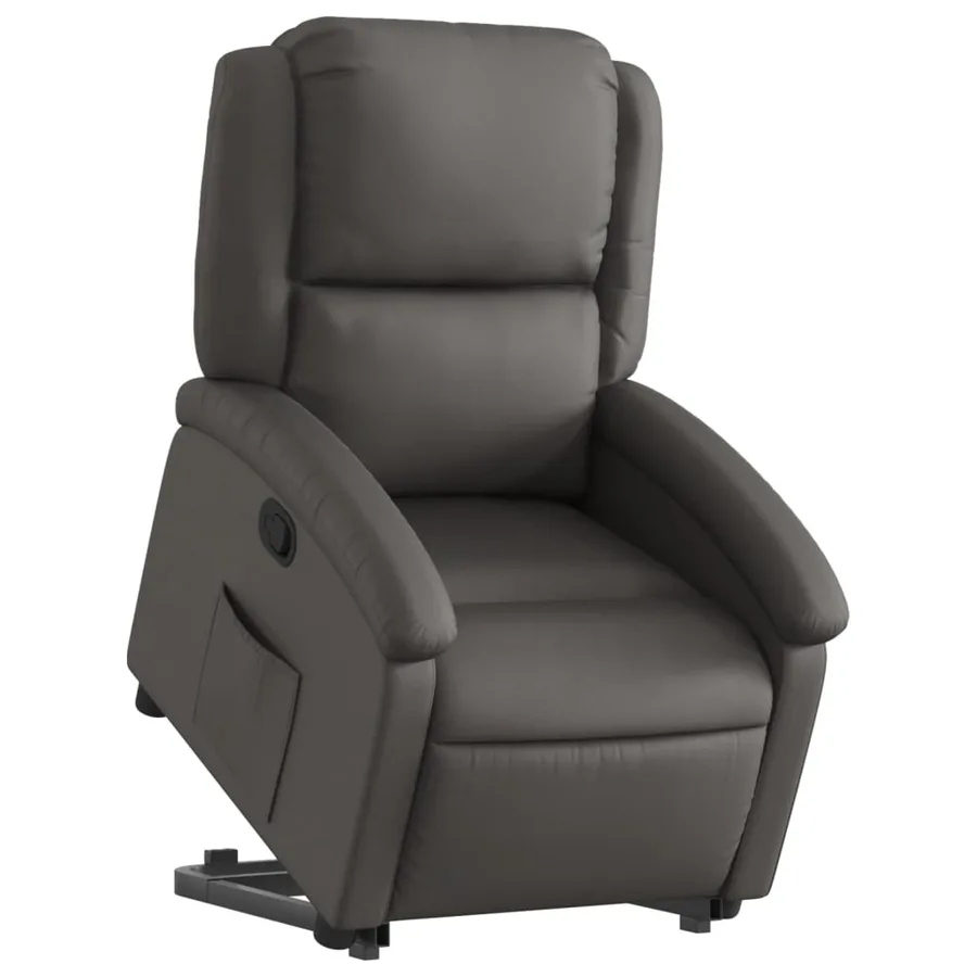 Fauteuil inclinable gris cuir véritable - 3