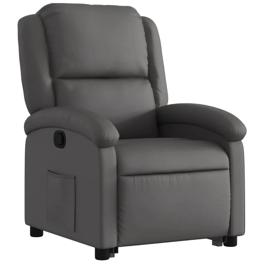 Fauteuil inclinable gris cuir véritable - 4