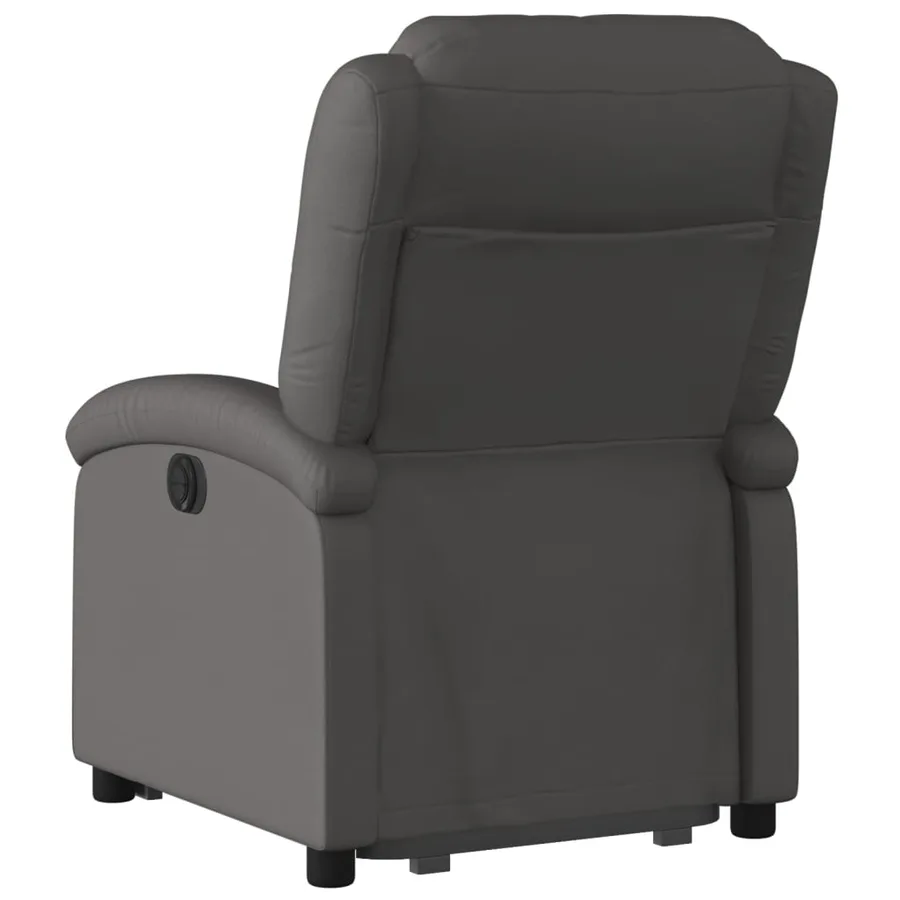 Fauteuil inclinable gris cuir véritable - 5