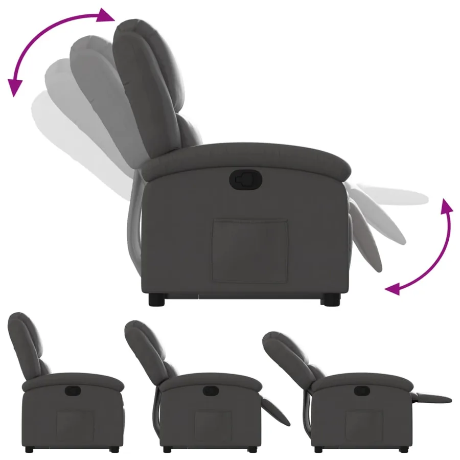 Fauteuil inclinable gris cuir véritable - 7