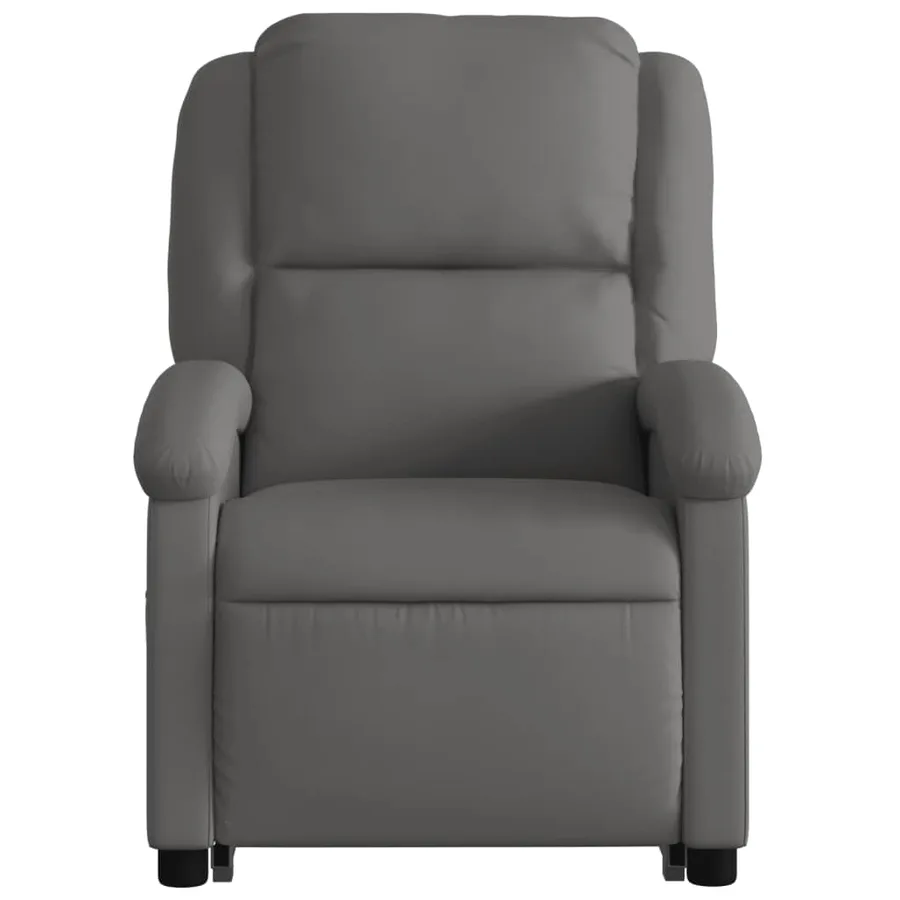 Fauteuil inclinable gris cuir véritable - 9