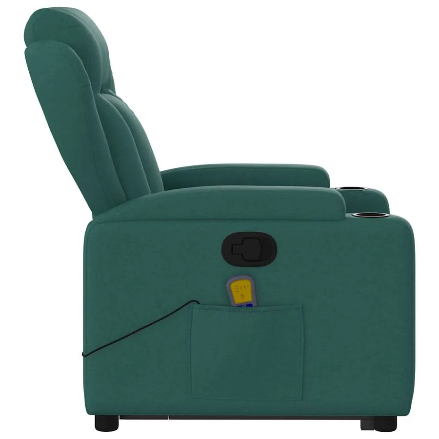 Fauteuil inclinable de massage Vert foncé Tissu - 10