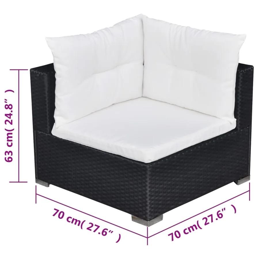 Salon de jardin 5 pcs avec coussins résine tressée noir - 15
