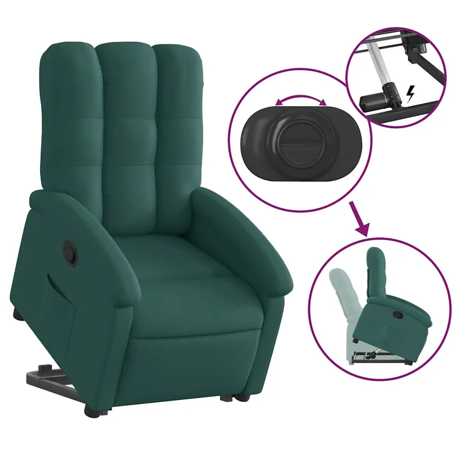 Fauteuil inclinable vert foncé tissu - 6