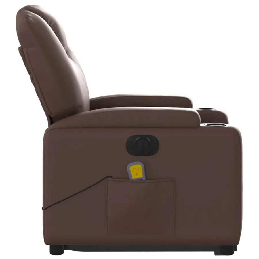 Fauteuil inclinable de massage électrique marron similicuir - 10