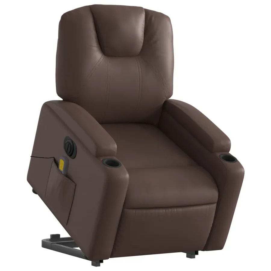 Fauteuil inclinable de massage électrique marron similicuir - 3