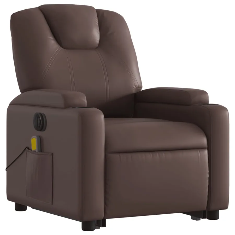 Fauteuil inclinable de massage électrique marron similicuir - 4