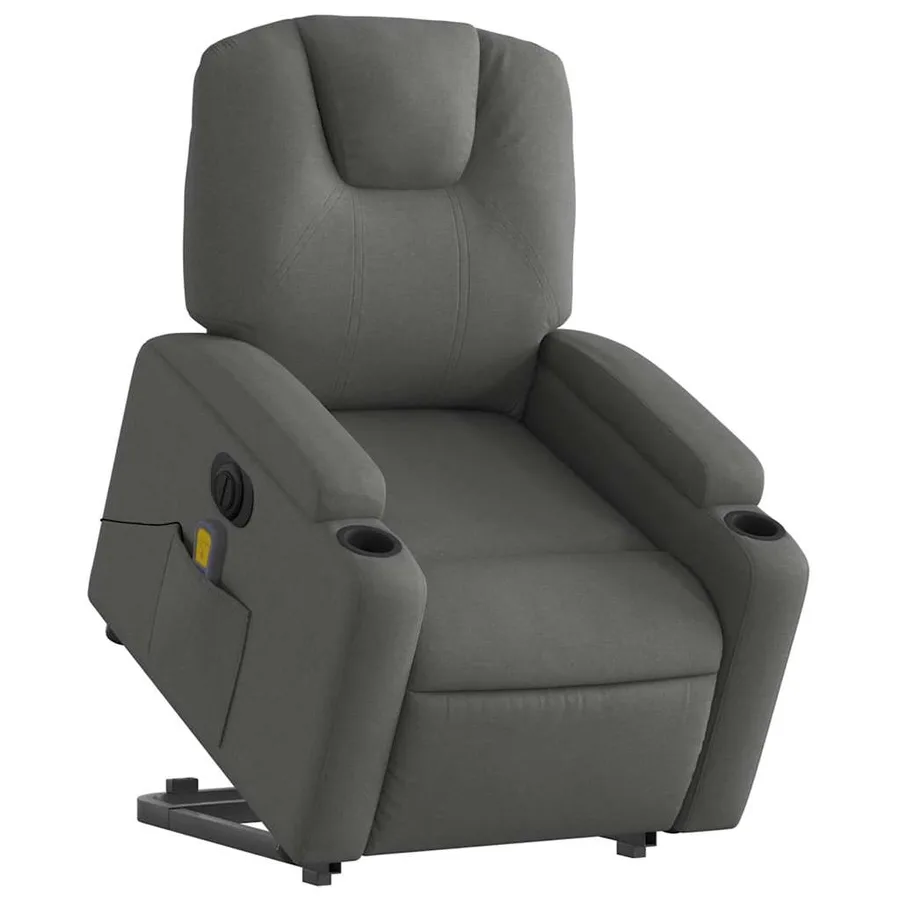 Fauteuil inclinable de massage électrique Gris foncé Tissu - 3